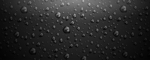 Vector water drops on black glass