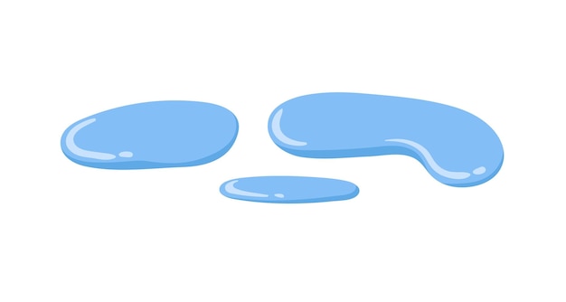 벡터 물방울: 깨한 신선한 물방울, 은 액체, 표면에 파란 액체 수분, 색 바탕에 고립된 평평한 터 일러스트레이션