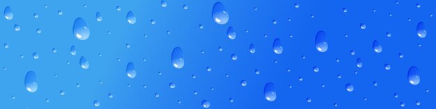 Vector water drops on blue background vector illustration