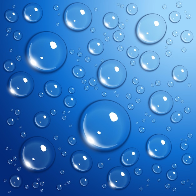 Water drops on blue background