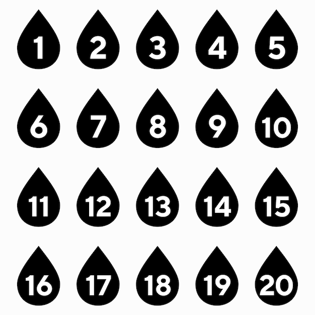 Water drops bullet point set