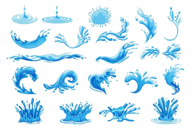 Vector water drops, current drops and waves