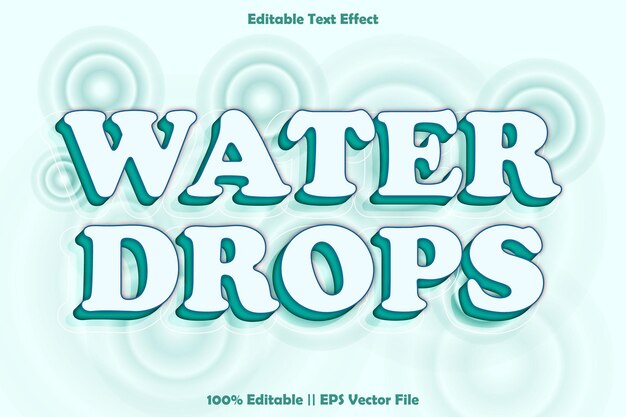 Water drops_editable text effect emboss_flat style