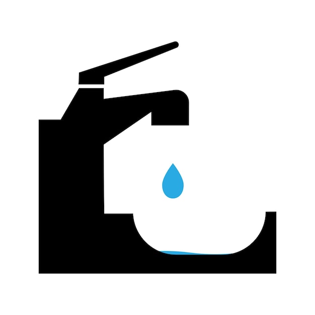 Vector water drops from faucet icon