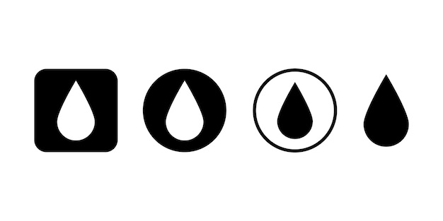 Water drops icon set Water or rain drop vector icon illustration