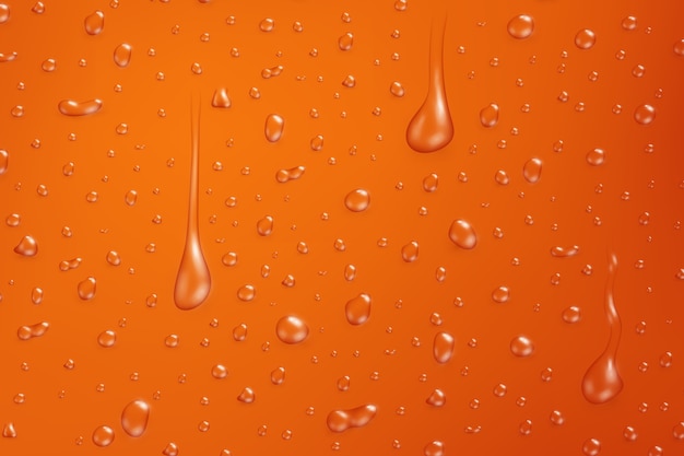 Water drops on the orange surface