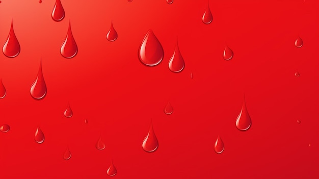 Vector water drops on a red background