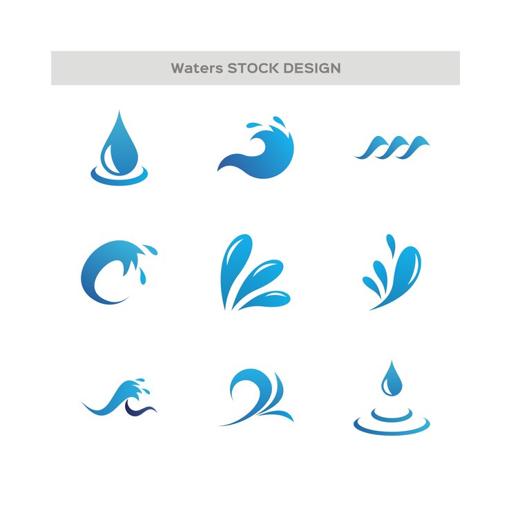 Вектор капли воды и логотип wave
