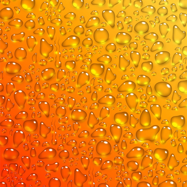 Water drops on yellow background