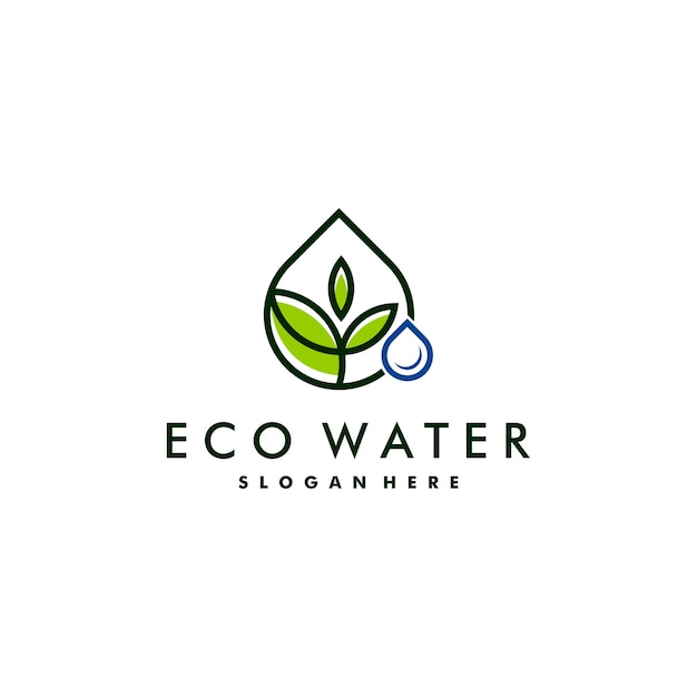 Water en blad logo ontwerp. natuur logo