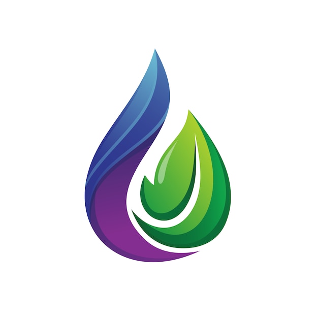 Water en blad Logo ontwerp