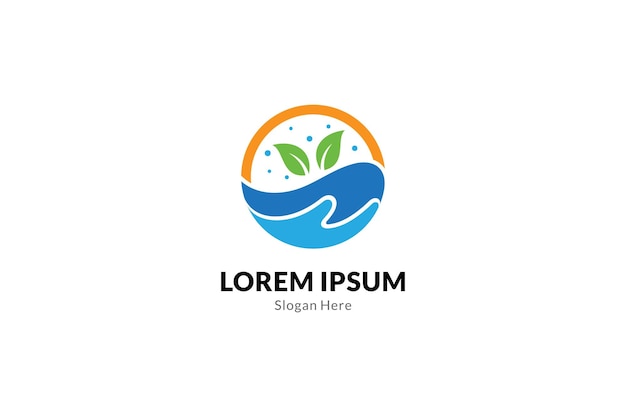 Water en blad logo symbool van natuurbehoud in natuurlijk design logo