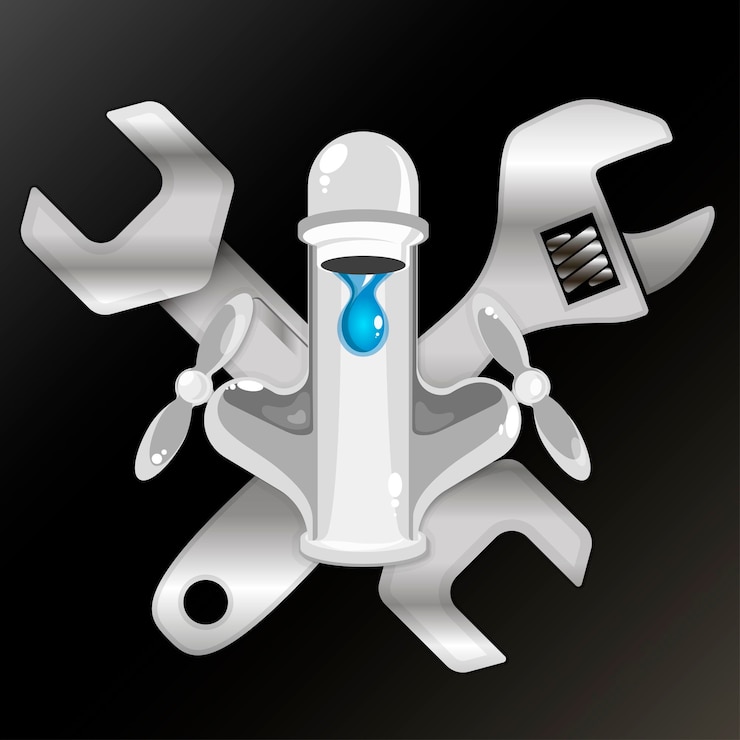 Vector water faucet plumbing wrenches plumbing repairs and service symbol