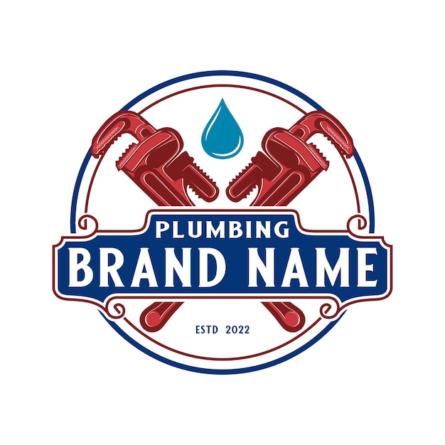 Water faucet repair vintage retro logo design.