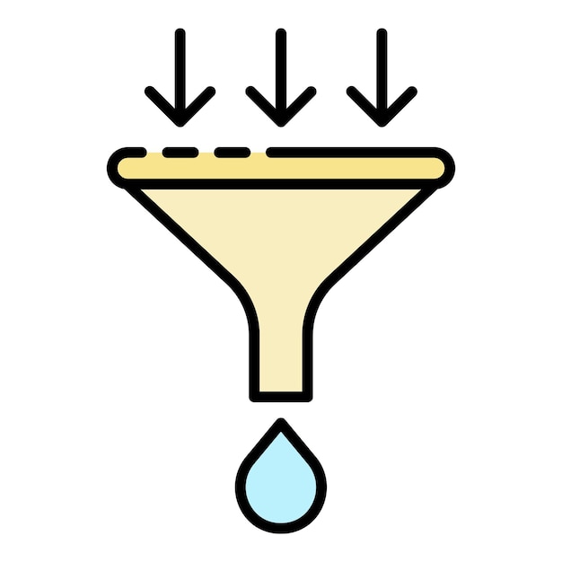 Vector water filter funnel icon outline water filter funnel vector icon color flat isolated