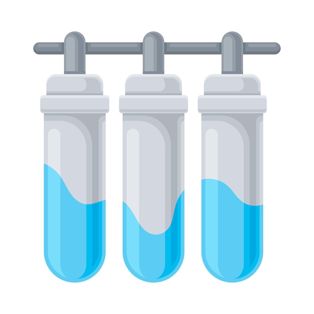 Filtri per l'acqua potabile con mantenimento dei colori grigio e blu vettore piatto illustrazione isolata su sfondo bianco