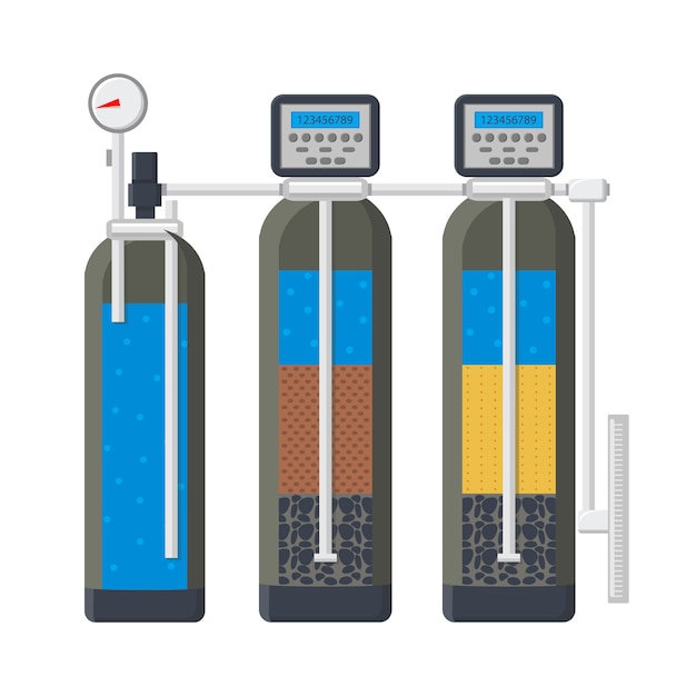 Water filtratie systeem platte vectorillustratie