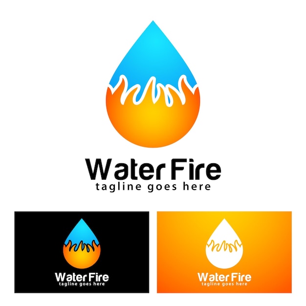 Modello di progettazione del logo del fuoco d'acqua