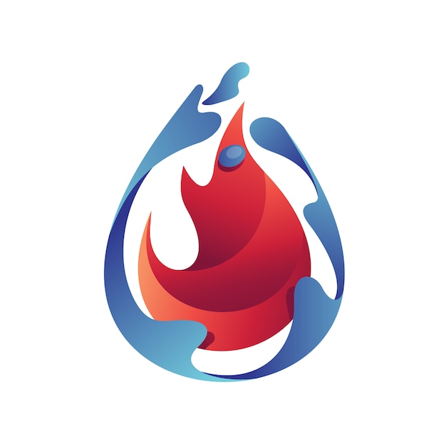Water and fire logo vector