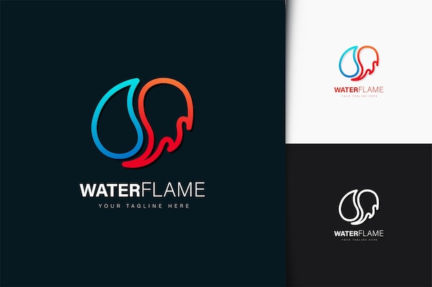 Water flame logo design with gradient