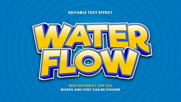 Effetto di testo modificabile del flusso d'acqua in moderno stile 3d