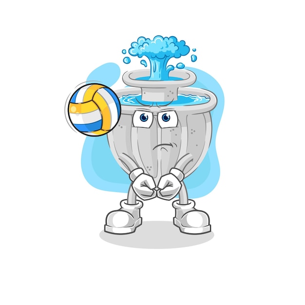 Water fountain play volleyball mascot cartoon vector