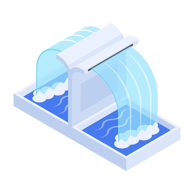 Vector water fountains isometric icon