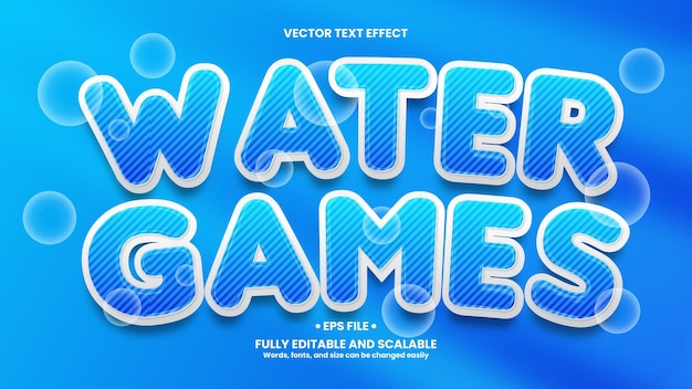 Vector water games 3d text effect