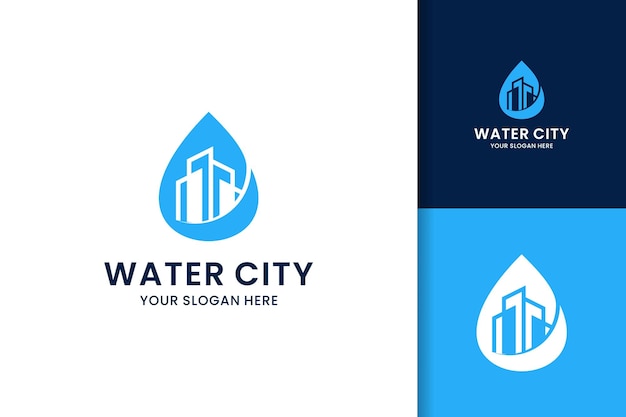 Vector water gebouw creatief voor stad loodgietersbedrijf logo ontwerp