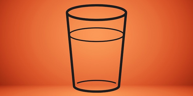 Vector water glass icon on transparent background.