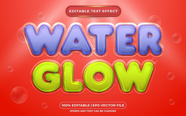 Water glow editable text effect liquid style