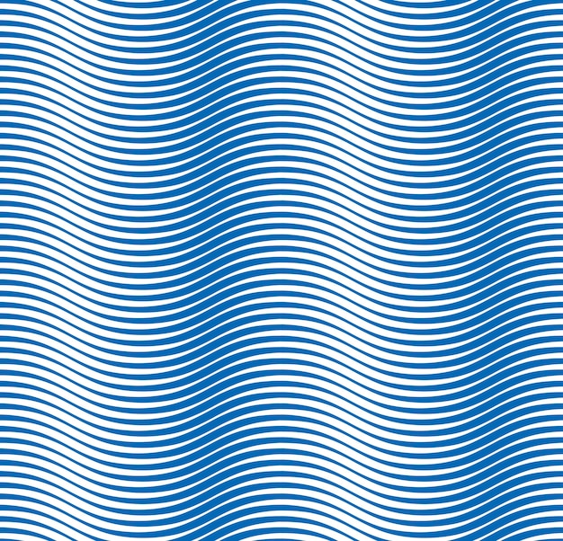 Water golven naadloze patroon, vector kromme lijnen abstract herhalen tegels achtergrond, blauw gekleurde ritmische golven.