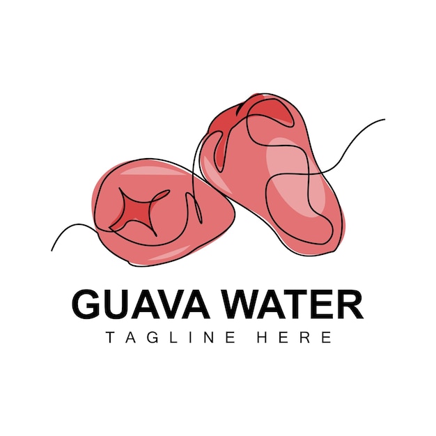 Water Guava Logo Design Vector Met Lijnstijl Vers Fruit Markt Illustratie Vitamine Plant