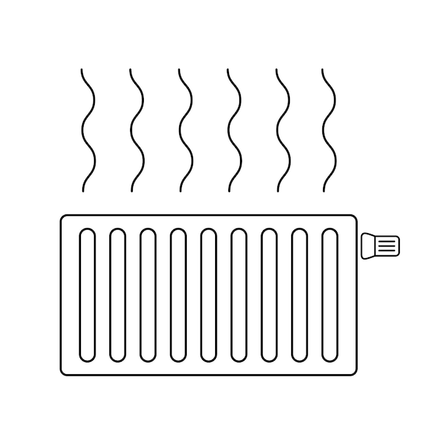벡터 히터 홈 장비에 대 한 물 난방 라디에이터 라인 벡터 일러스트 아이콘