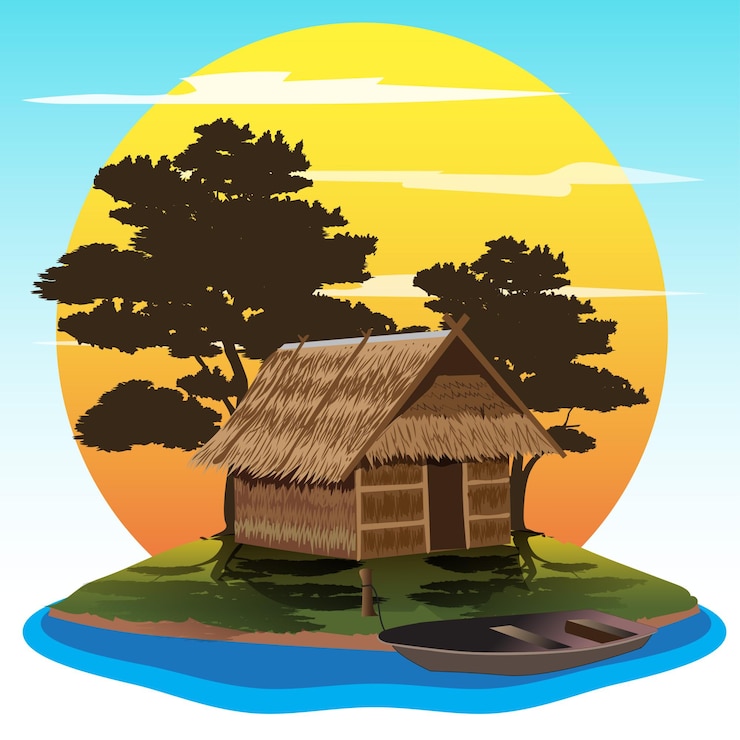 Vector water hut