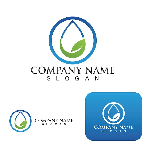 Water leaf drop Logo Template vector illustration design