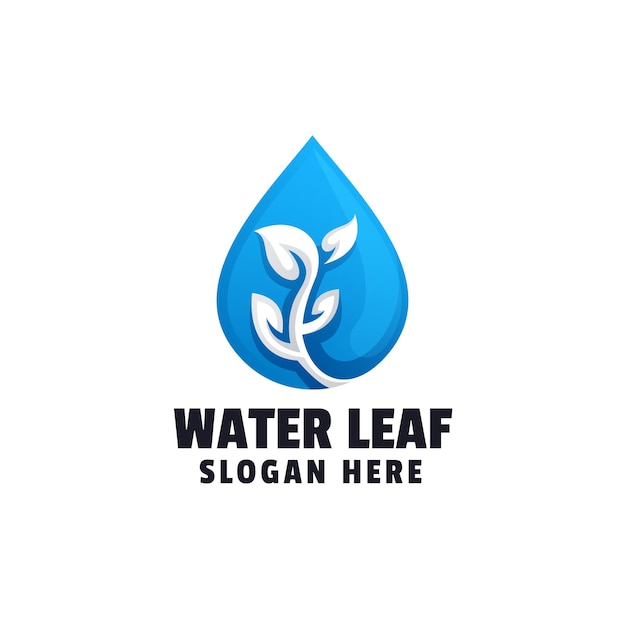 Water leaf gradient logo template