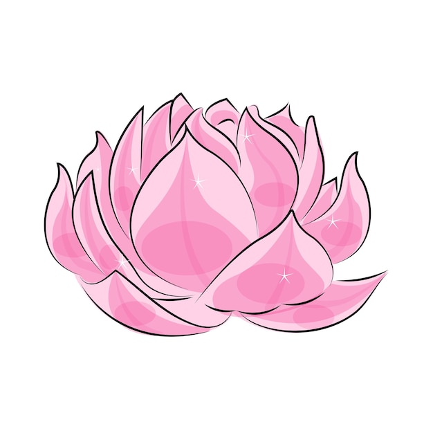 Water lily flower in cartoon linear style textile print design element vector illustration