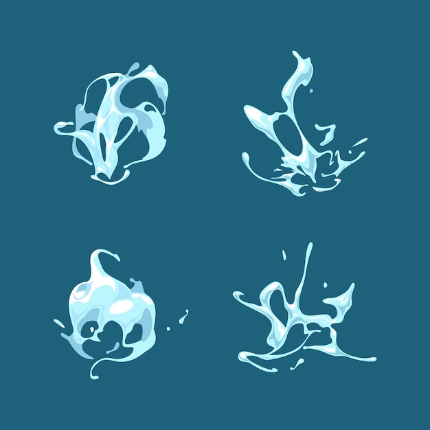 Vector water liquid splash flat cartoon