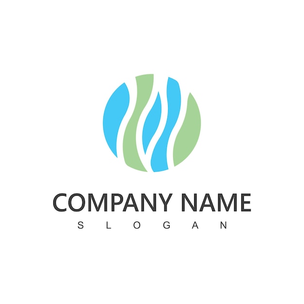 Water logo design template with blue wave ecology element