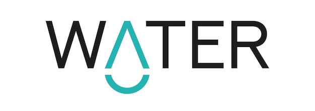 water logo stylized text logo water with a drop