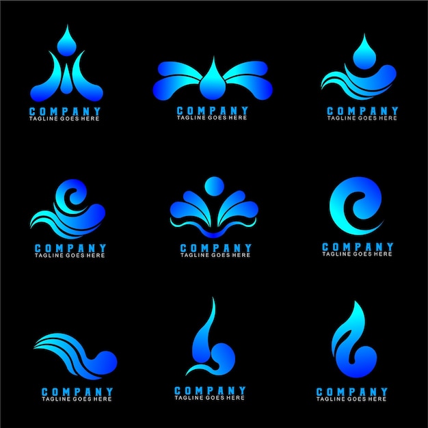 Logo dell'acqua con design semplice blu