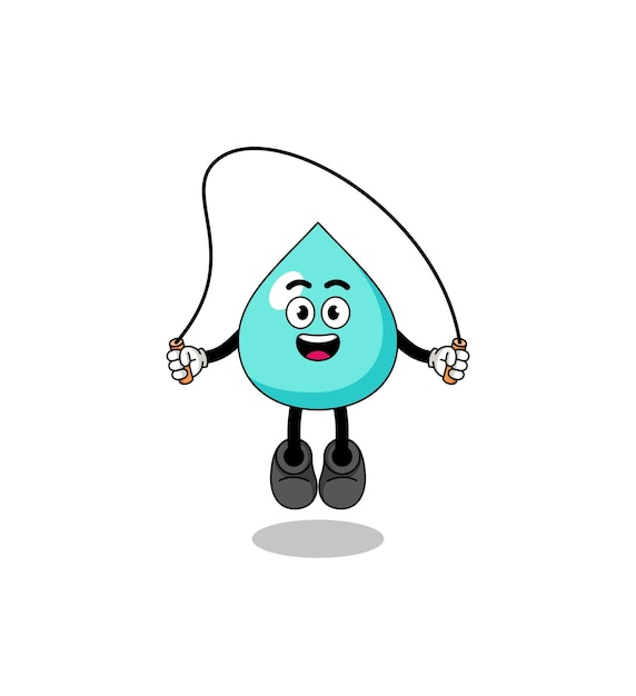 Water mascot cartoon is playing skipping rope character design