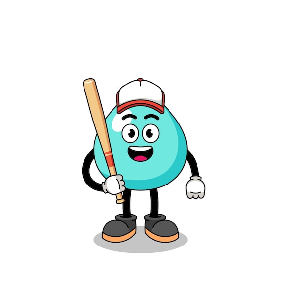 Water mascotte cartoon als karakterontwerp van een honkbalspeler