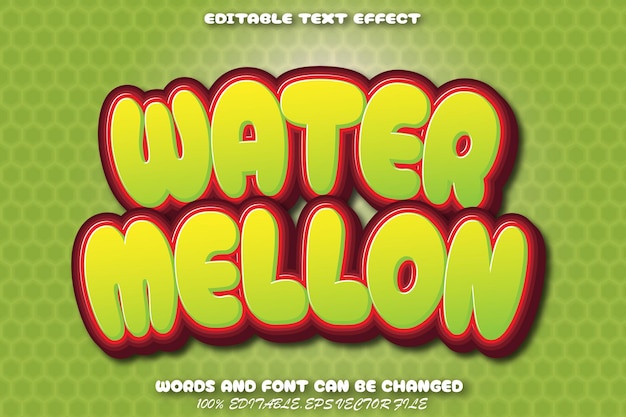 Water mellon editable text effect cartoon style