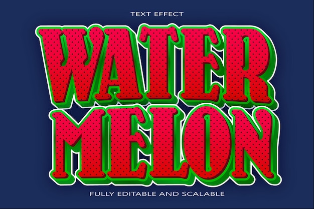 Water melon editable text effect 3 dimension emboss modern style