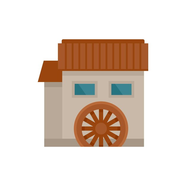 Vector water mill house icon flat illustration of water mill house vector icon isolated on white background