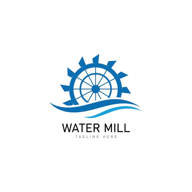 Water mill logo vector icon concept illustration design