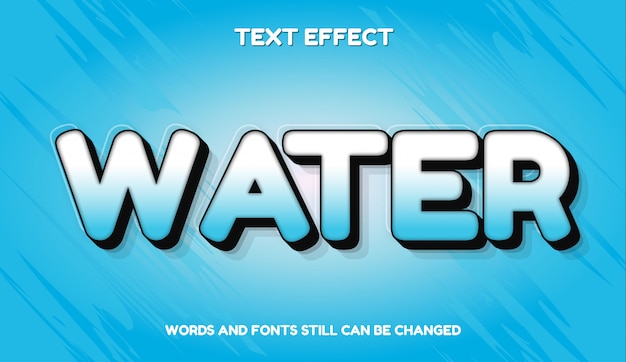 Вектор Вода современный редактируемый текстовый эффект с градиентным цветом