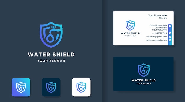 Water or oil safety simple logo and minimalist business card
